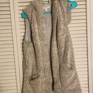 Hooded Fuzzy Vest with Pockets